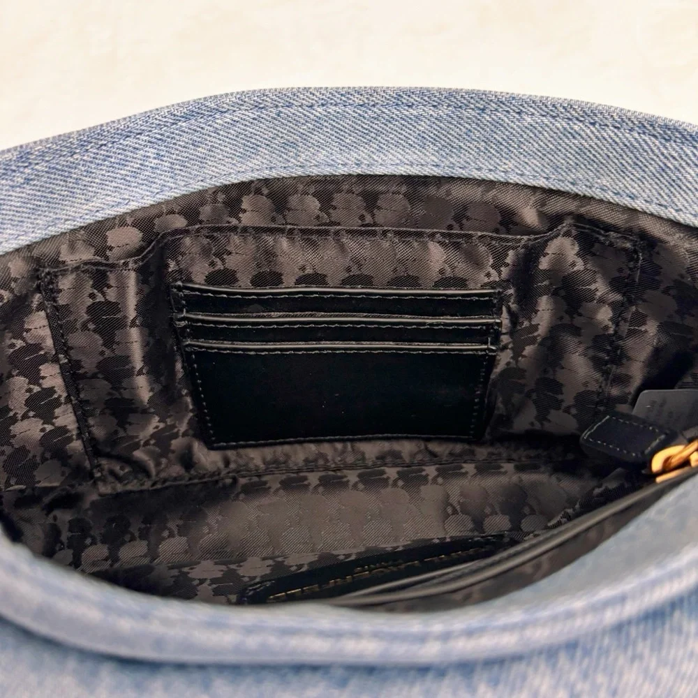 KARL LAGERFELD Medium Argyness Quilted Denim Convertible Shoulder Handbag--NEW